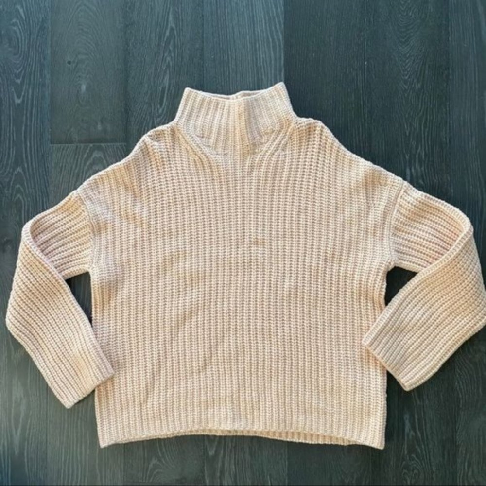 Vince Lofty Rib Knit Drop Sleeve Wool & Cashmere Blend Chunky Turtleneck Sweater - Picture 12 of 16